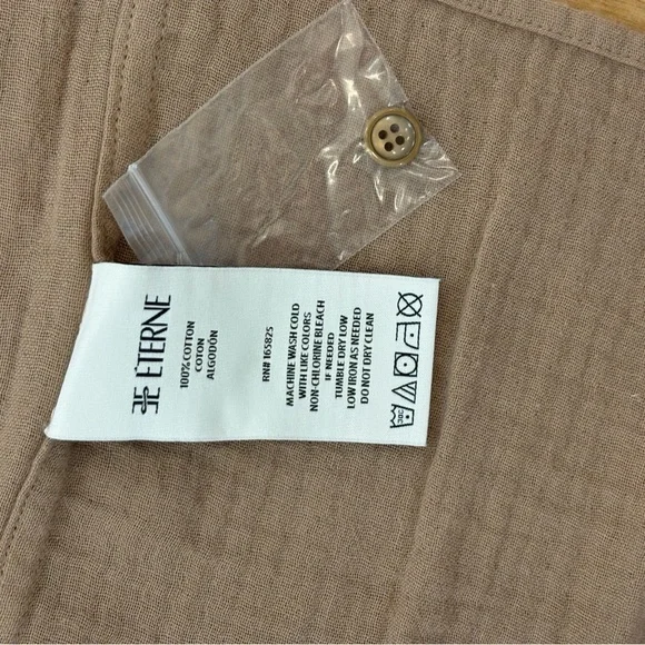 ÉTERNE Gauze Button-Up Top – Taupe – Size Small – New With Tags - Picture 7 of 9